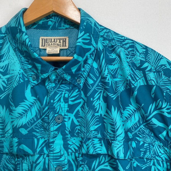 Duluth Trading Co Other - Duluth Trading Co Mens Short Sleeve Tropical Leaf Print Button Up Shirt XL